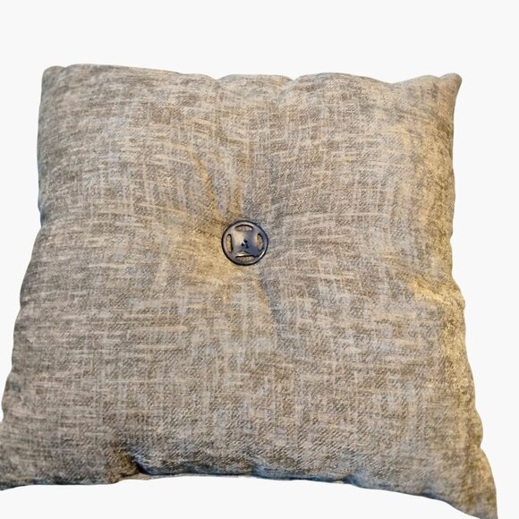 Beige Tufted Accent Throw Pillows Navy Blue Button Detail 17x17 Lot 2 - Picture 6 of 8